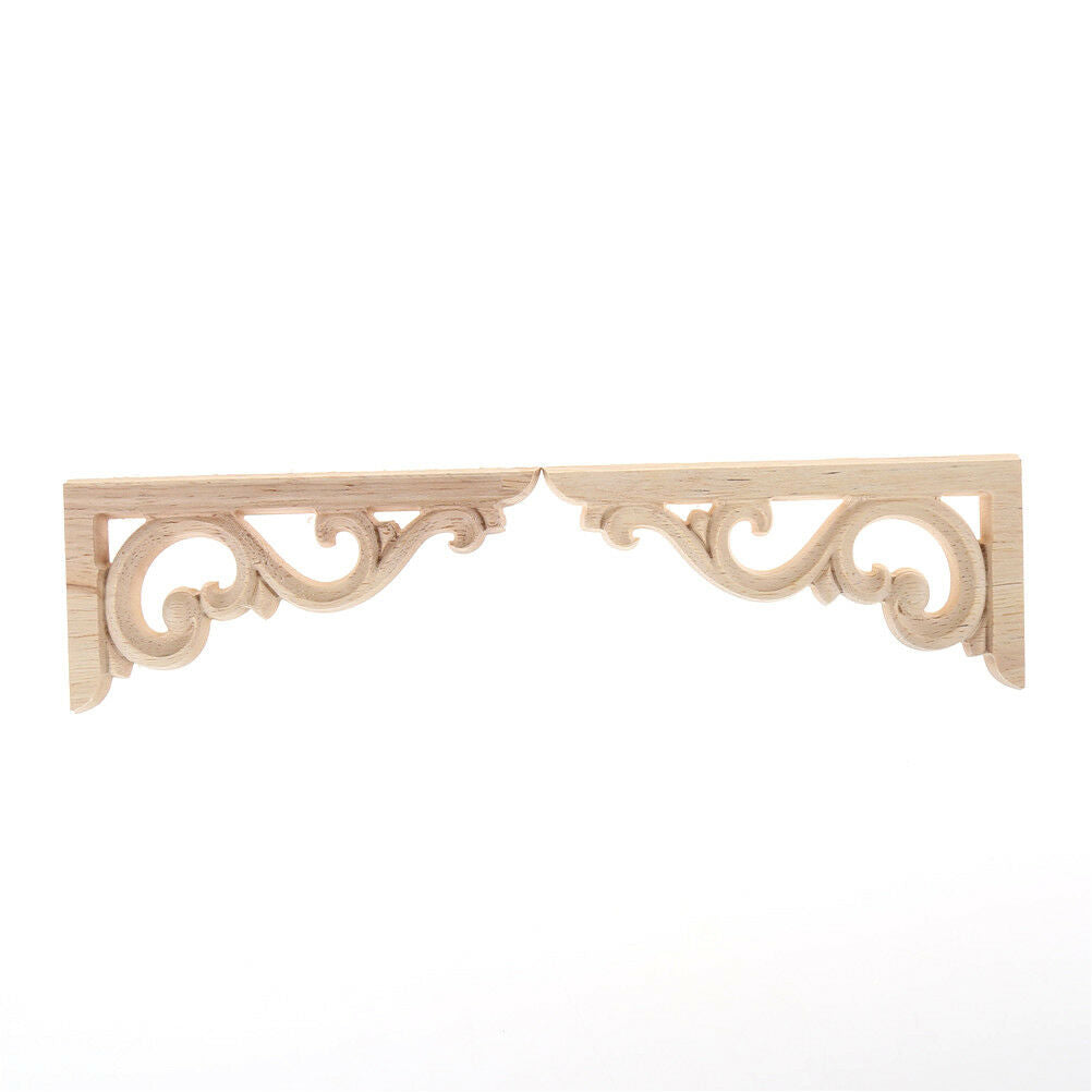 1Pair Europe Style Exquisite Wood Carved Applique Furniture Home Door  De.l8