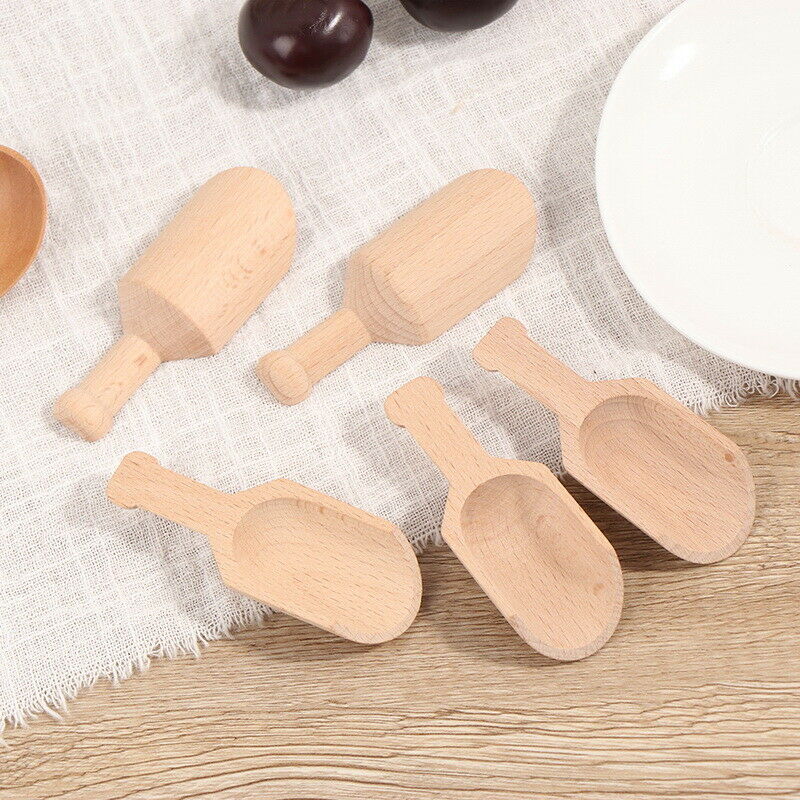 5Pcs 8cm Wooden Scoops Bath Salt Spoon Candy Flour Spoon Scoops Kitchen U.l8