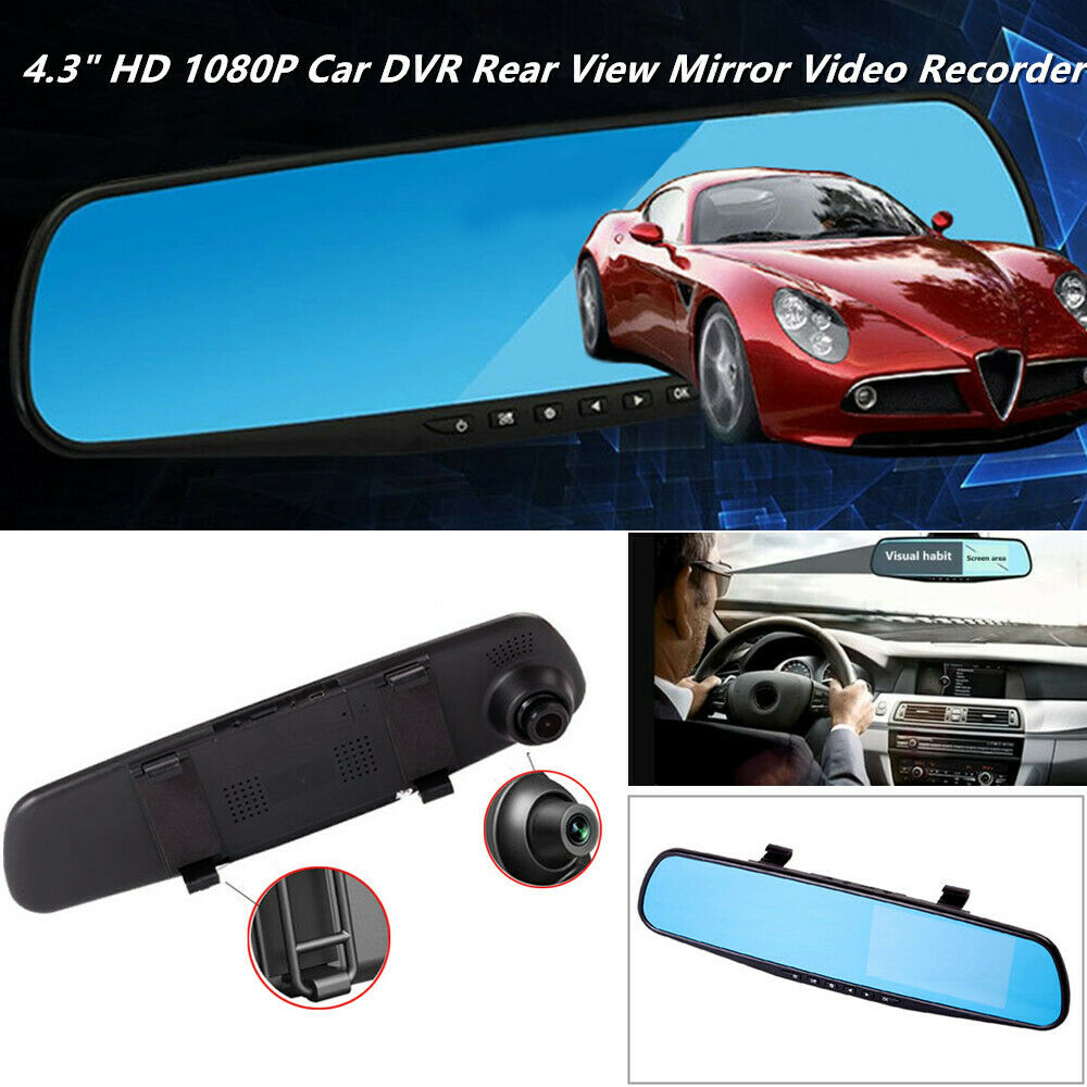 4.3 inch 1080P Car DVR Rear View Mirror Video Recorder Dual Cam Reversing Camera
