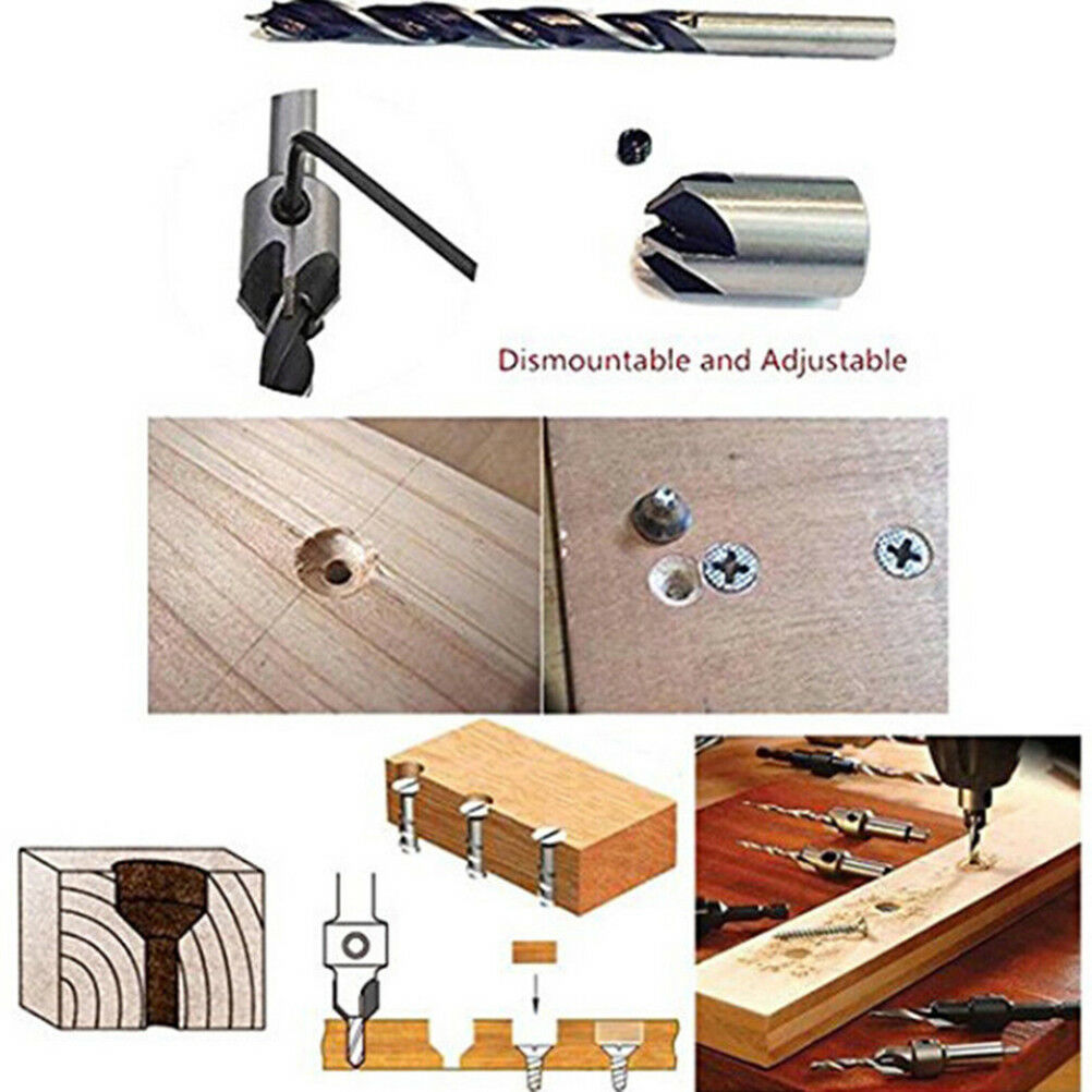 4pcs countersink drill bit set screw wood working 3-6mm tool chamfer CH