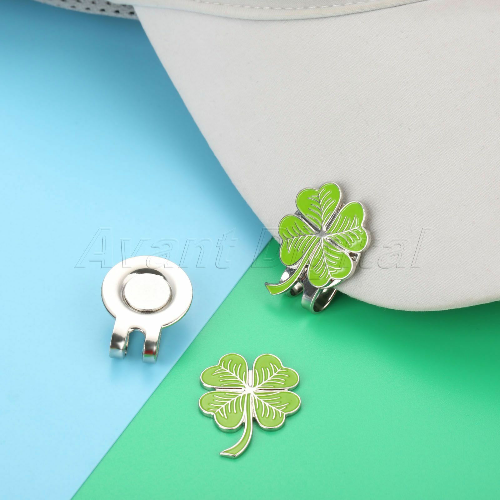 Sport Four Leaf Clover Hat Clip With Magnetic Golf Ball Marker Rub Training Game