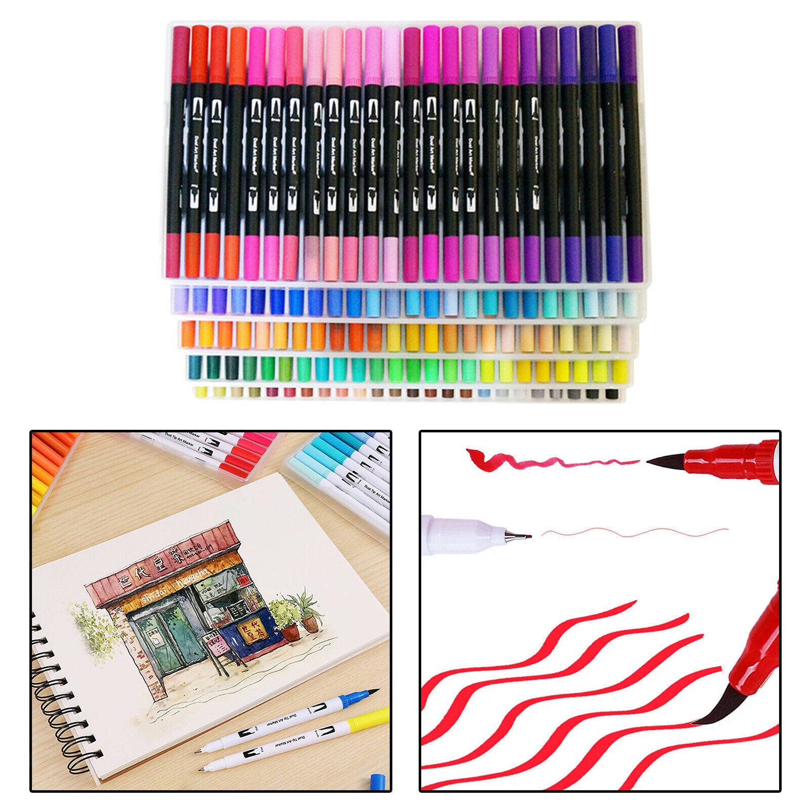 120Color Paint Brush Pens Art Journal Planner Marker Pen Kids Adults Writing