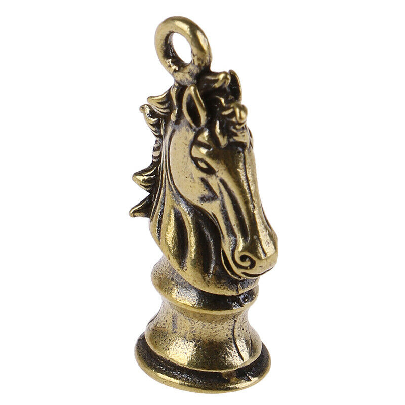 1pc Brass Handmade Chess Horse Pendant Zodiac Horse Head Key Rings Pendan.l8