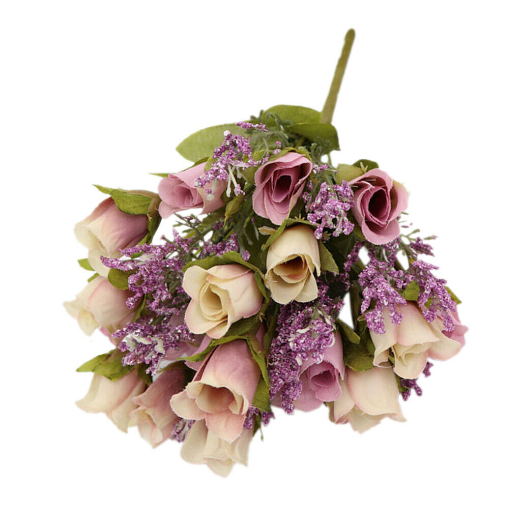 Pack 2 Artificial Roses 20 Heads Bouquet for Home Garden Party Decorative