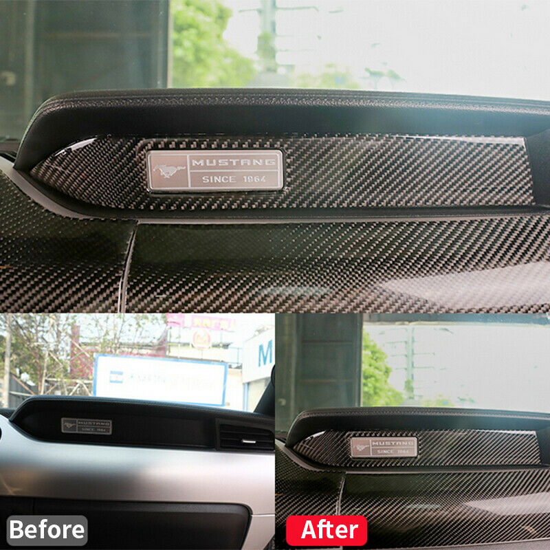 Carbon Fiber Interior Dashboard Panel Cover Trim Fit For Ford Mustang 2015-2019
