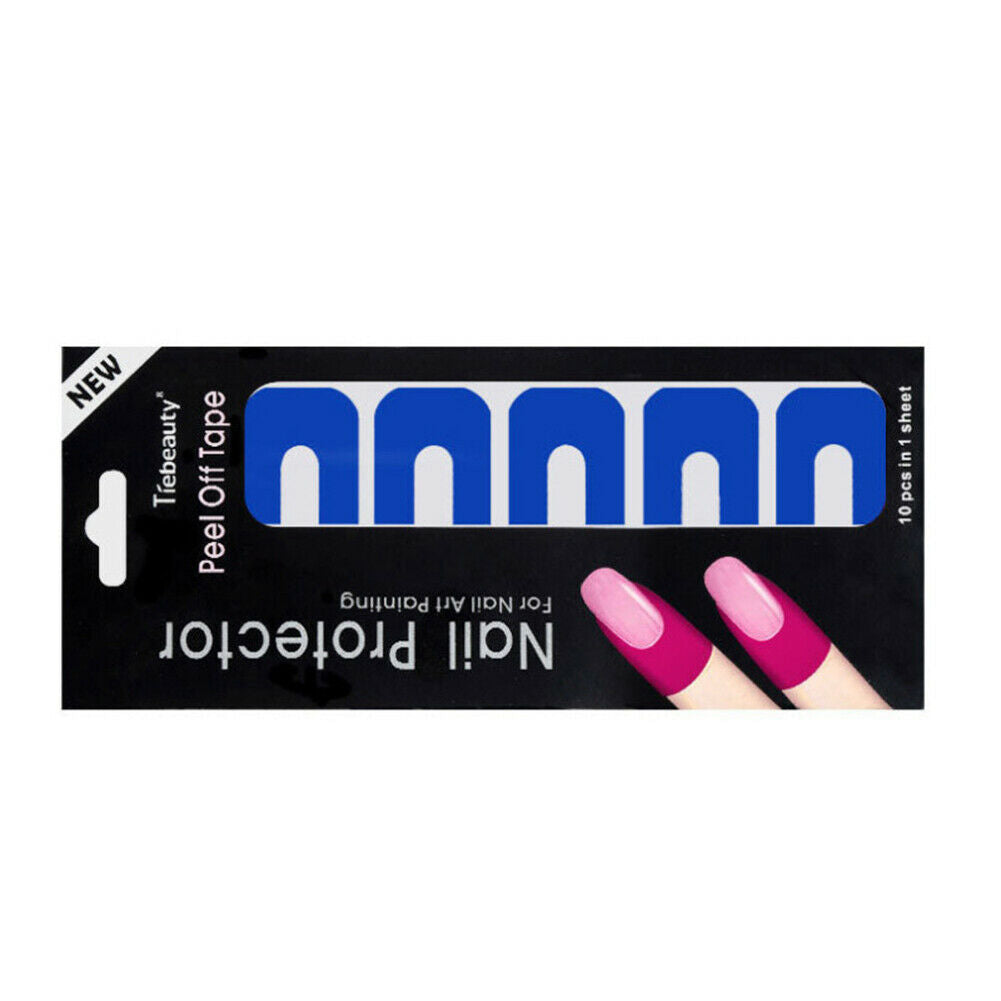 U-shape Spill-proof Nail Polish Varnish Protector Stickers Peel Tape Random @