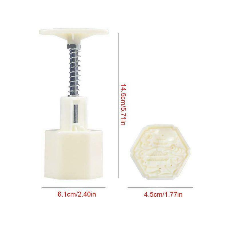 50g Mooncake Barrel Mold with 4pcs Square Flower Stamps Hand Press Moon Cake