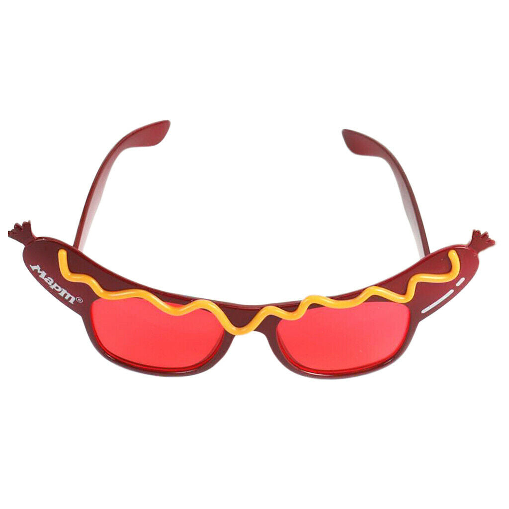 Women Girls Novelty Costume Glasses Hot Dog Print Design Event Eyewear Gifts