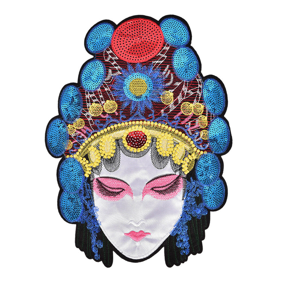 Large Beijing Opera Facial Chinese Opera Patch Character Embroidered AppliquBDA