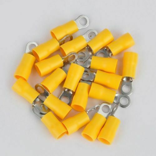 20pcs Yellow 10-12AWG RV 5.5-4S Insulated Car Crimp Ring Terminal Wire Connector