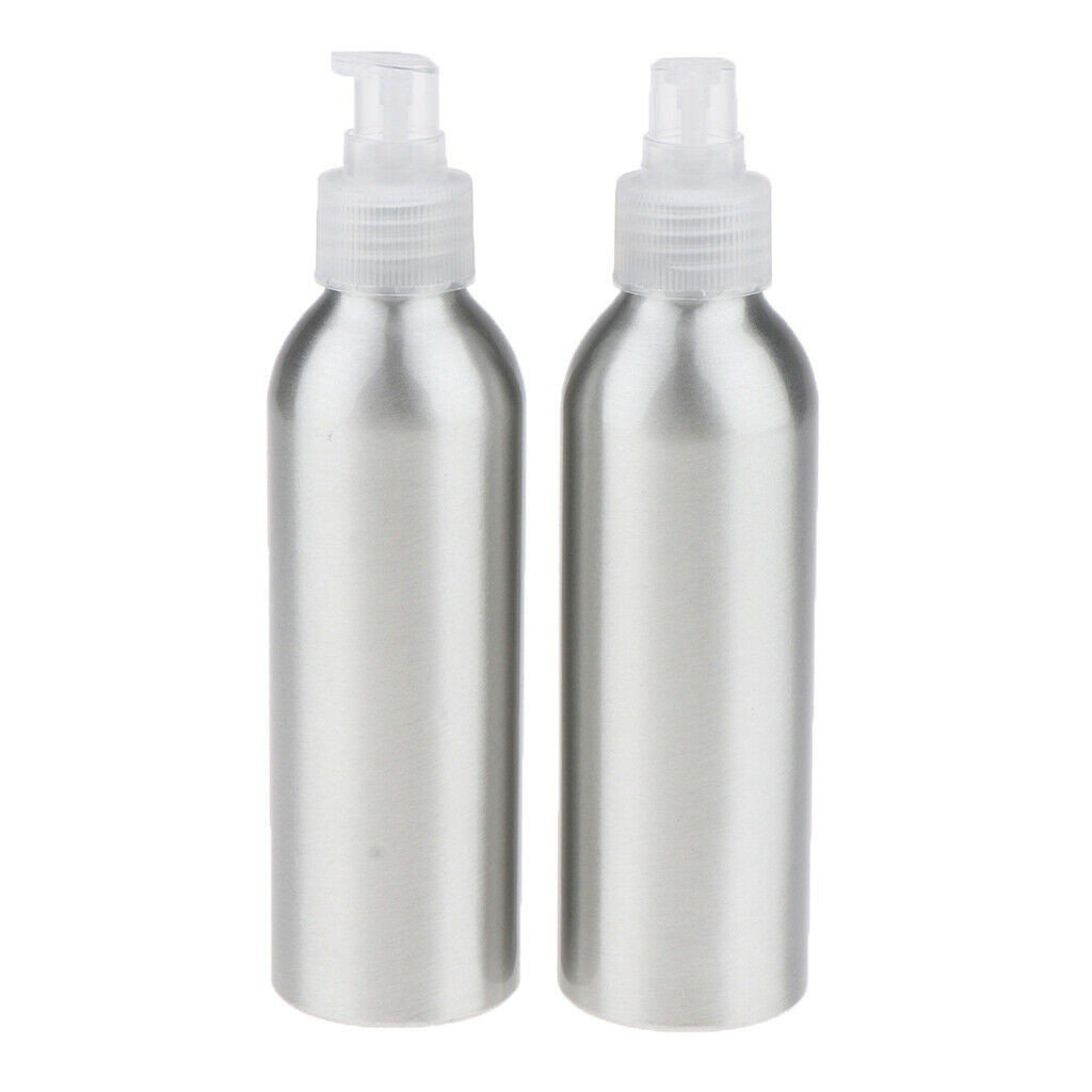 2Pcs Modern Aluminum Refillable Soap Dispenser Pump Bottle For Bathroom - Clear