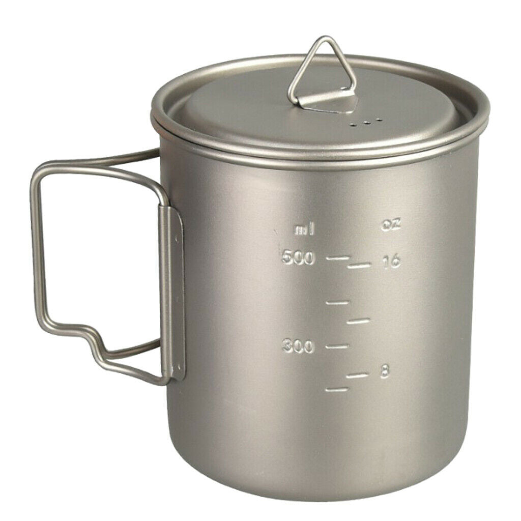 Prettyia Titanium 750ml Cooking Pot Hanging Stockpot Camping Hiking Tea Cup