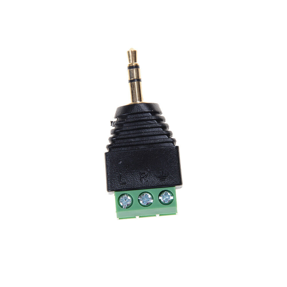 3.5mm Stereo Phone Audio Male Plug Connector Adapter to Terminal Dual Channe Tt