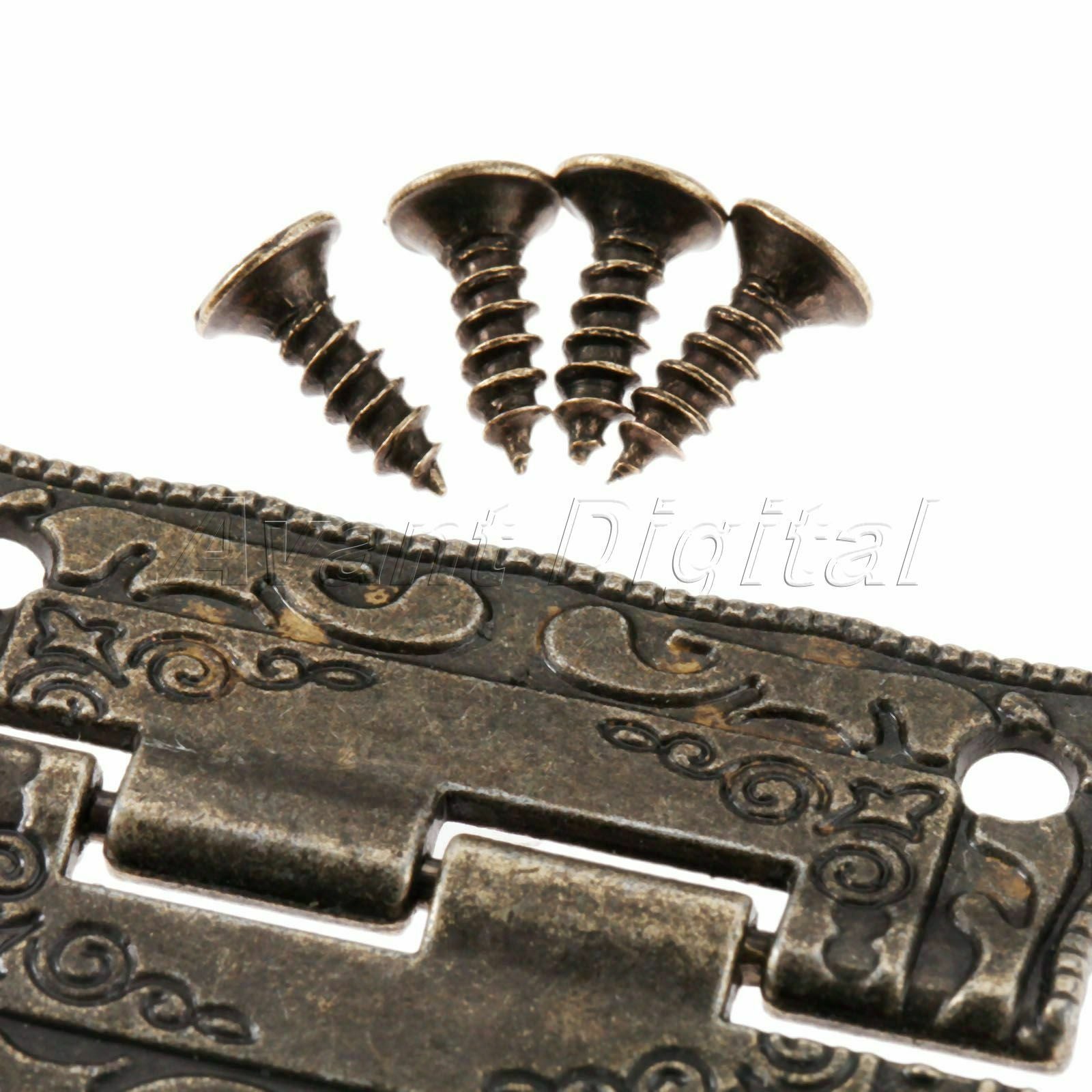 Retro Box Latch Hasp & Hinges Carved Flower Cabinet Drawer Jewelry Box Hardware