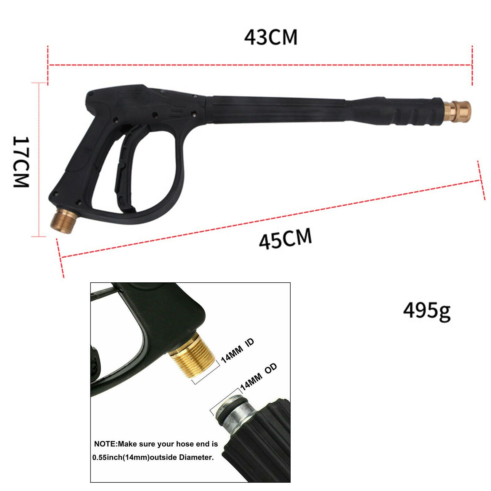 2200 PSI Pressure Car Washer Spray Gun Replacement Long Wand Quick Connect