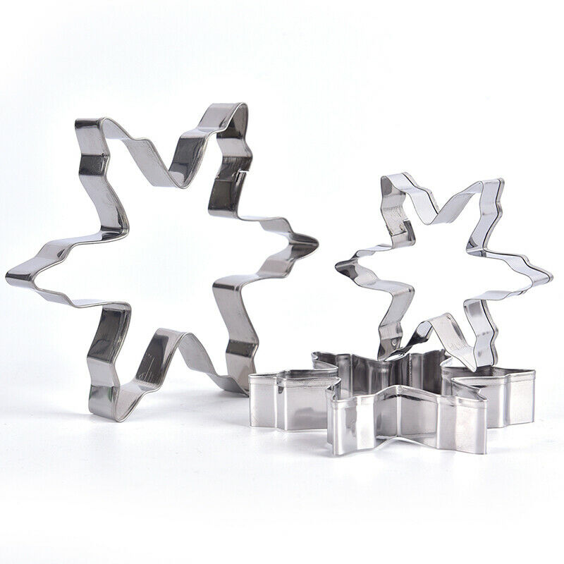 5PCS Snowflake Stainless Steel Cookie Cutter Biscuit Pastry Mold Cake Decor DD