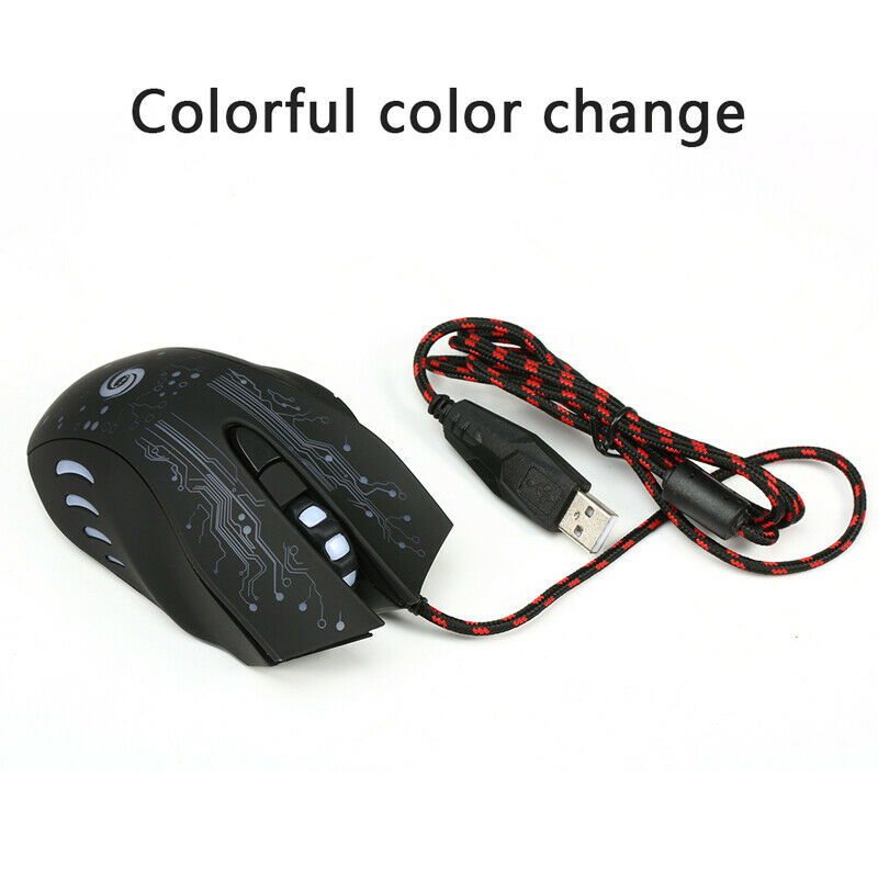 USB Wired LED Light 6 Buttons 3200 DPI Mice Backlight Esports Laptop Game Mouse