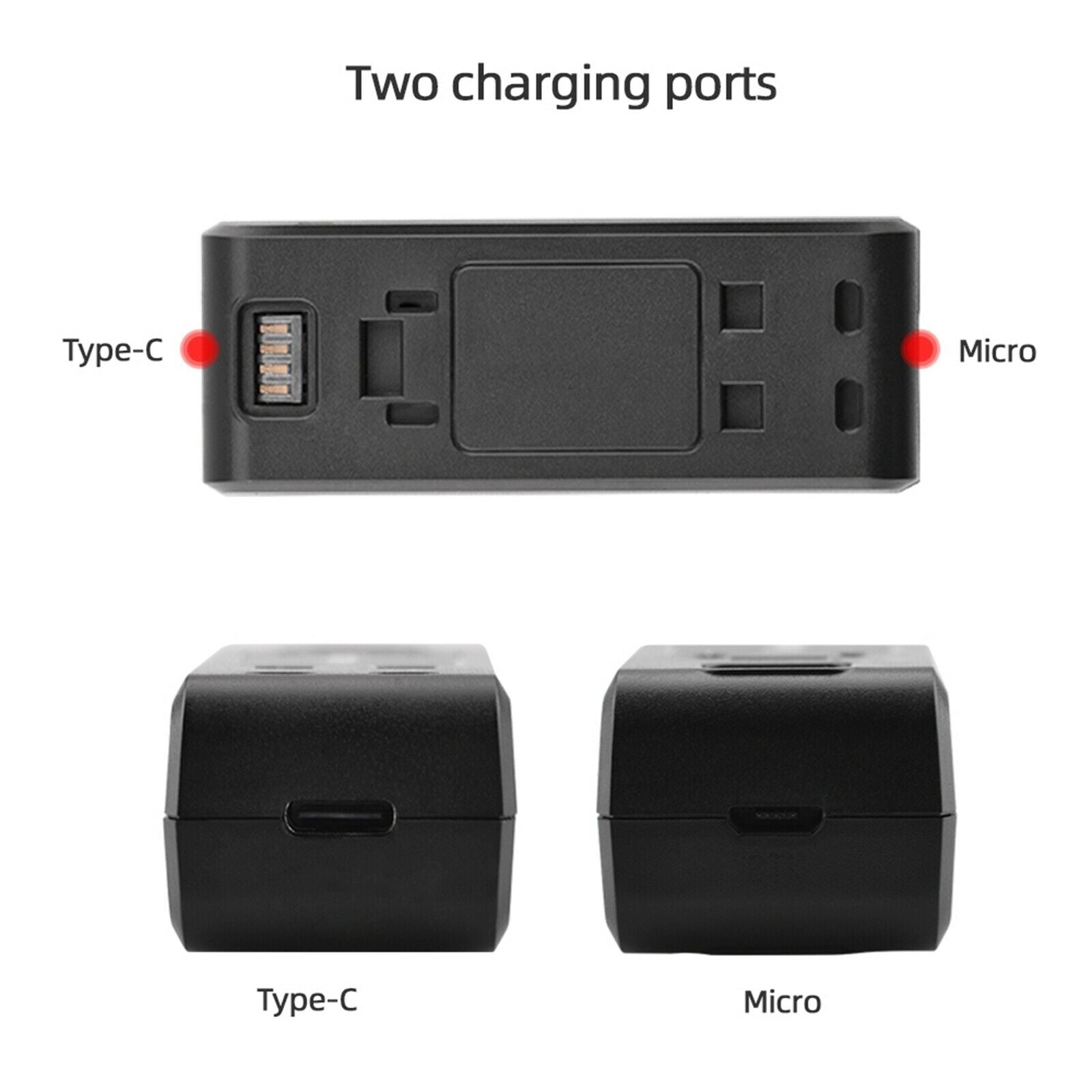 Black USB Battery Charger Holoder Charging Station For Insta360 ONE R Camera