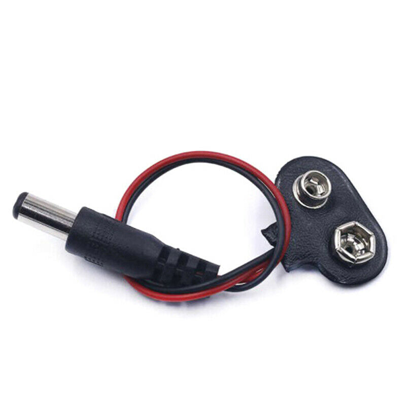 2 Pcs Snap 9V (9 Volt) Battery Clip Connector T Type Black w CableY WF