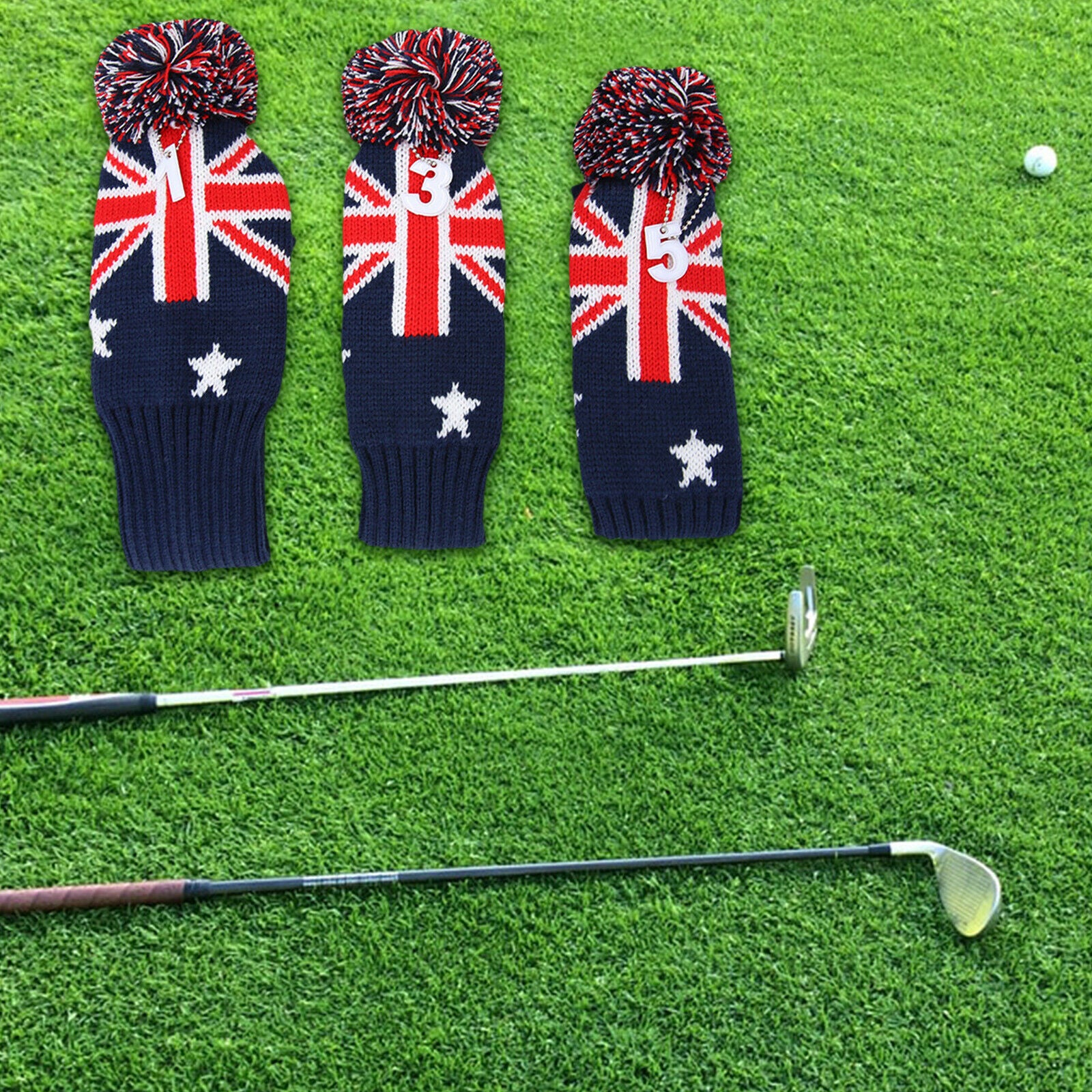 3x Novelty Golf Wood Head Cover Knit Driver Clubs Headcover with No. Tag