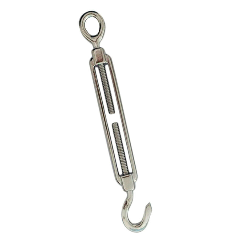Stainless Steel Turnbuckle Wire Rope Tensioner Hook Eye Rigging Screw 4mm