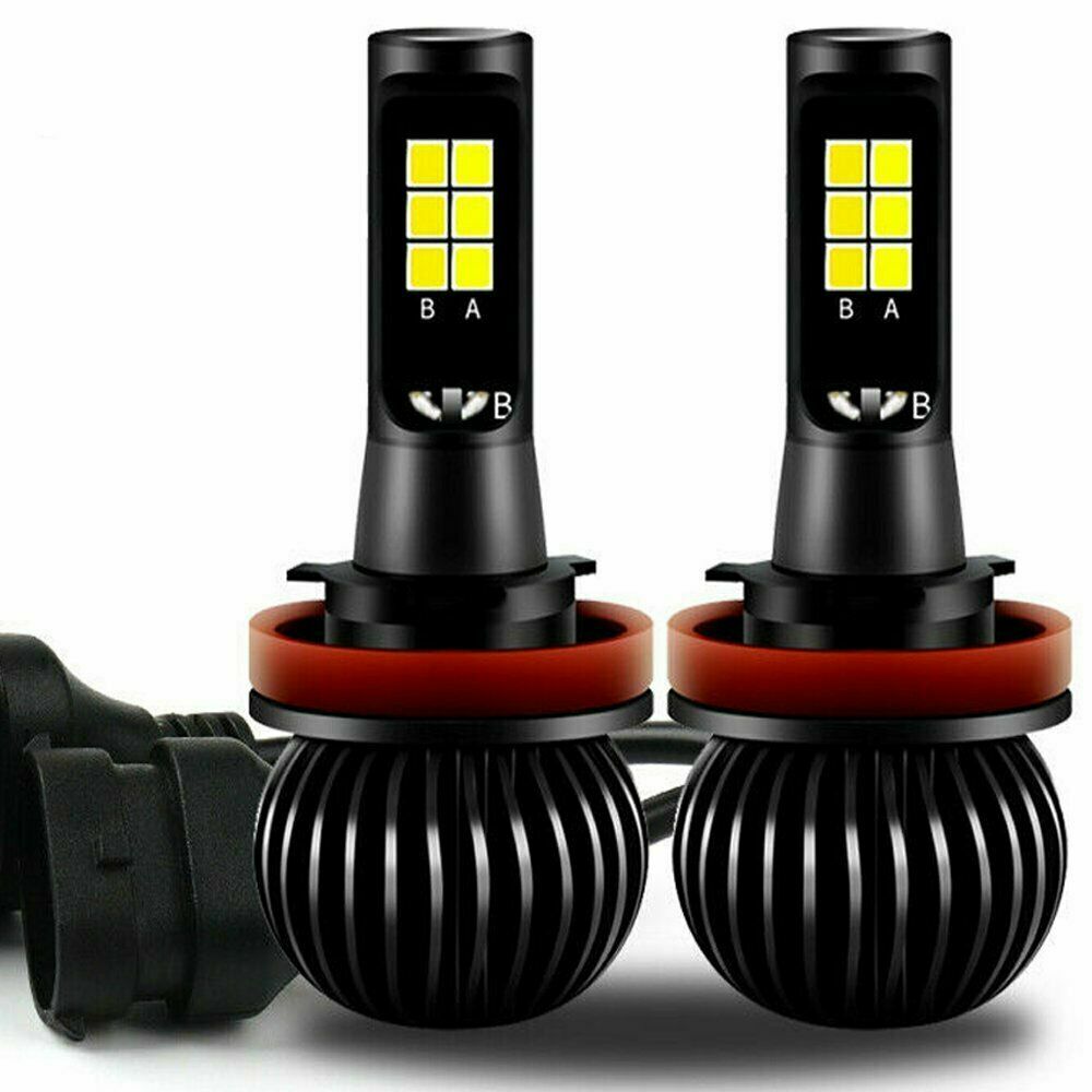 2X H8 H11 Dual Color Switchback White Amber LED COB Fog Light Bulbs 160W 2600LM