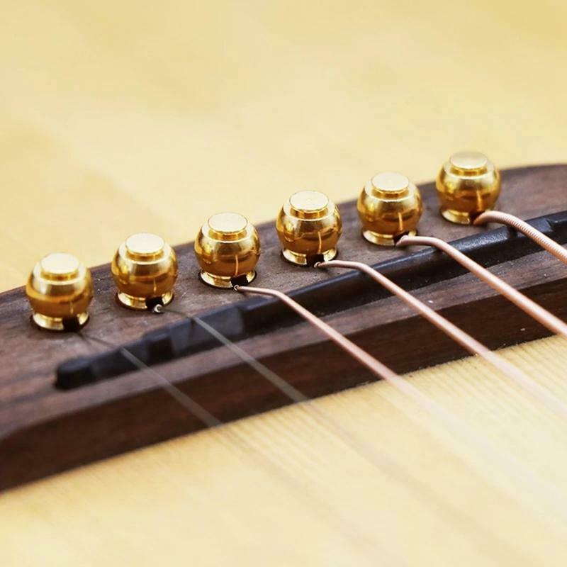 6Pack Guitar Bridge Pins,Pure Brass 6 String Pegs Endpin Replacement Parts