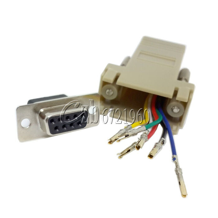 DB9 Female to RJ45 Female F/F RS232 Modular Adapter Converter Extender New