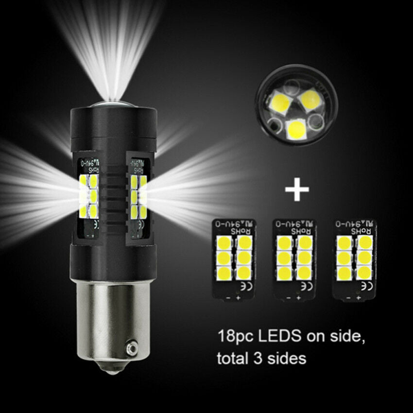 2pcs P21W 21SMD LED Car Tail Backup Reverse Light Bulbs 1200Lm White Light