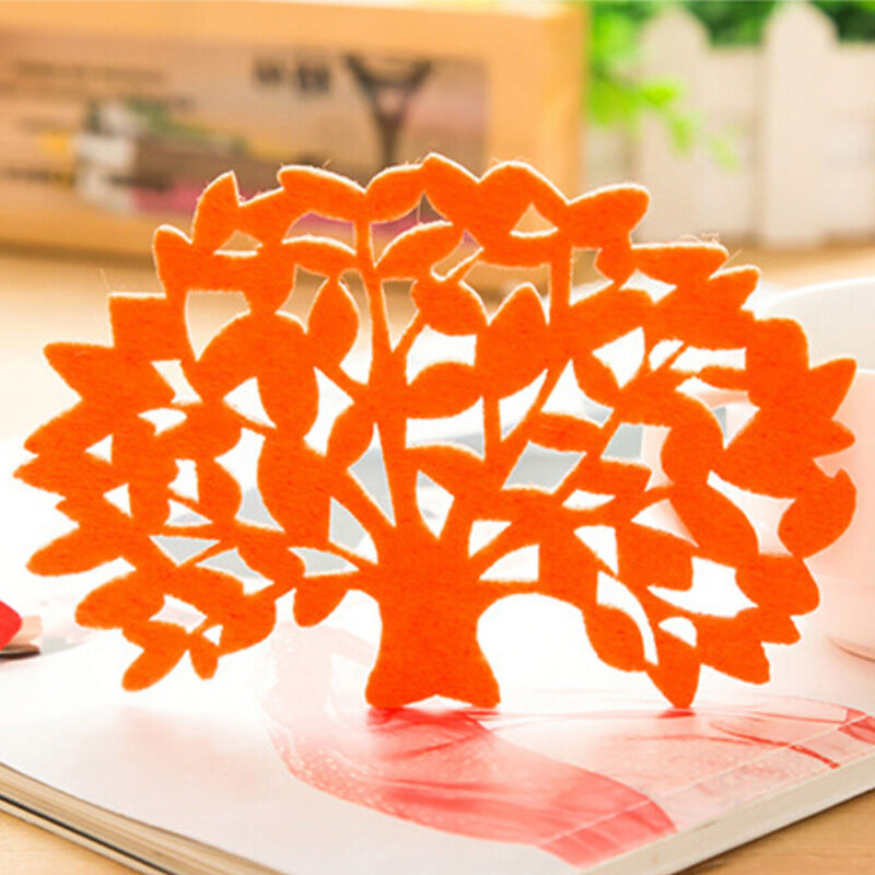 2x Colorful Tree Shape Felt Coaster Cup Mat Pad for Bowl Mug Glass Plat.l8