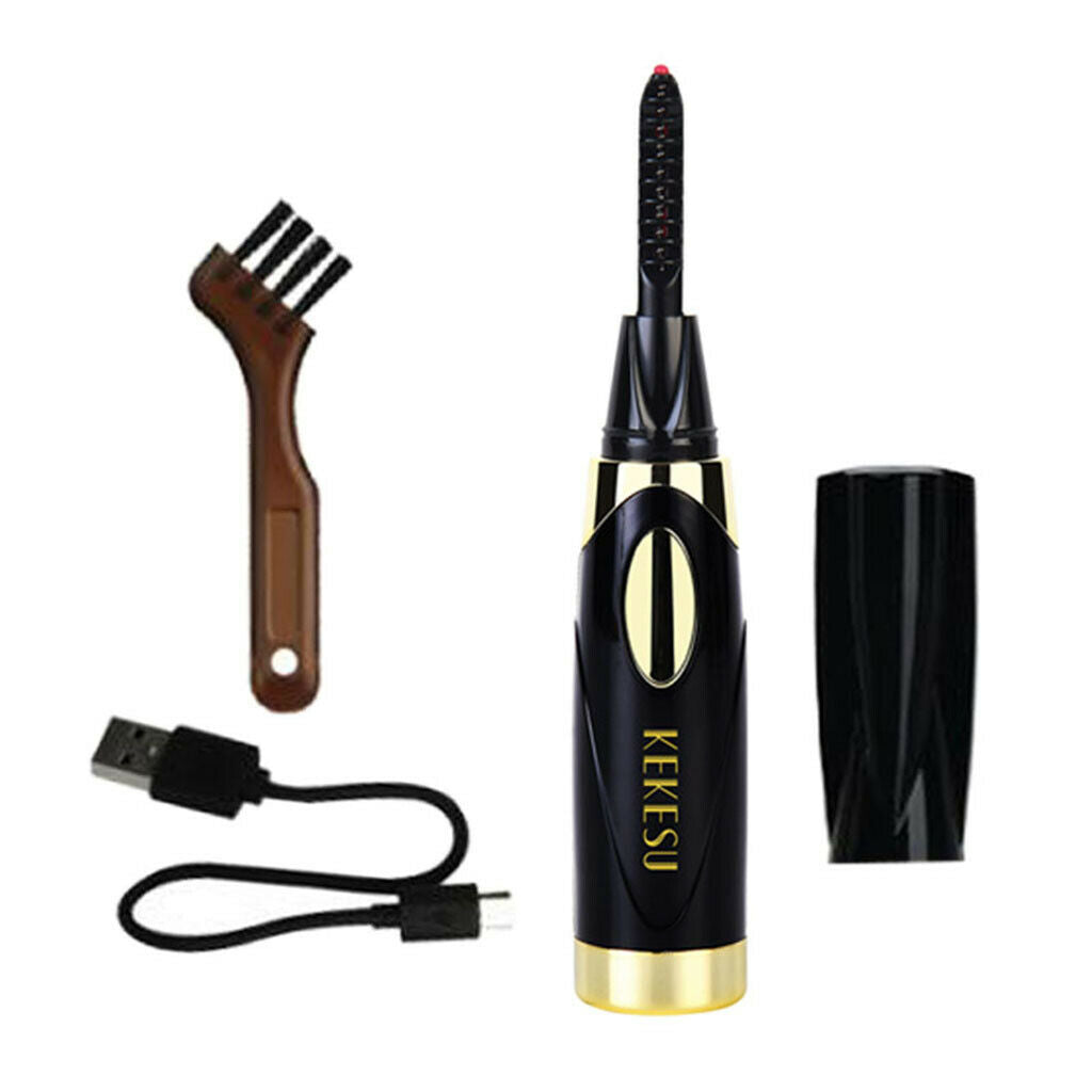 2pcs Portable Electric Heated Eyelash Curler Pen Eyelash Brush Make Up Tool