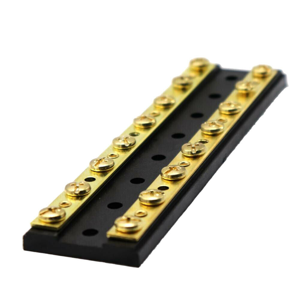 60A DC 32V Dual Brass Bus Bar Power Distribution Block with 16 Terminals
