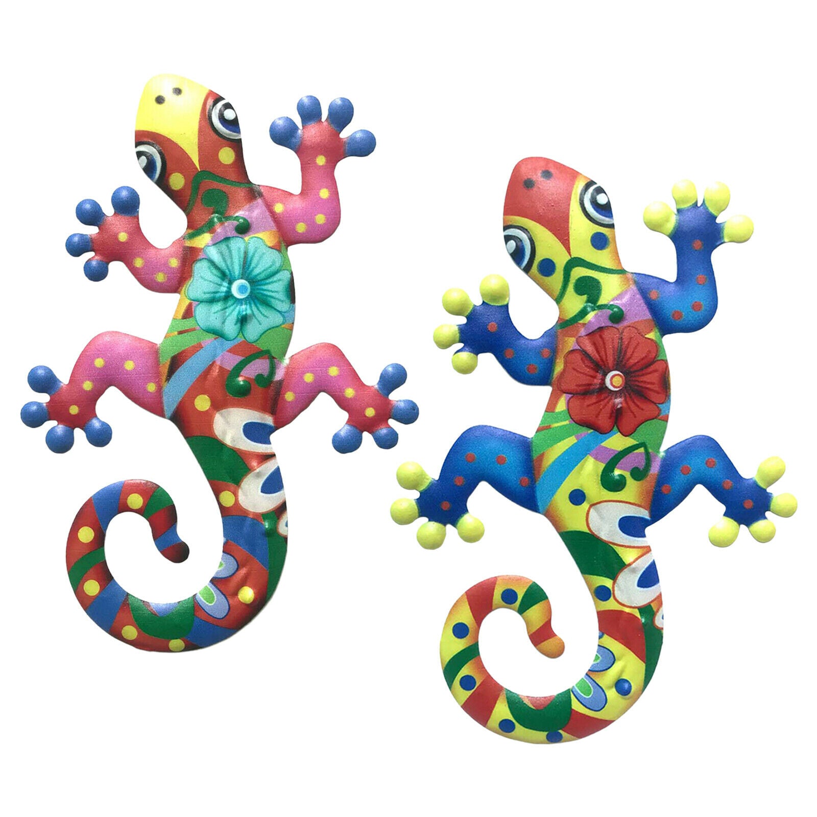 2pcs Metal Gecko Wall Art Wall Hanging Lizard Sculpture Outdoor Garden Fence