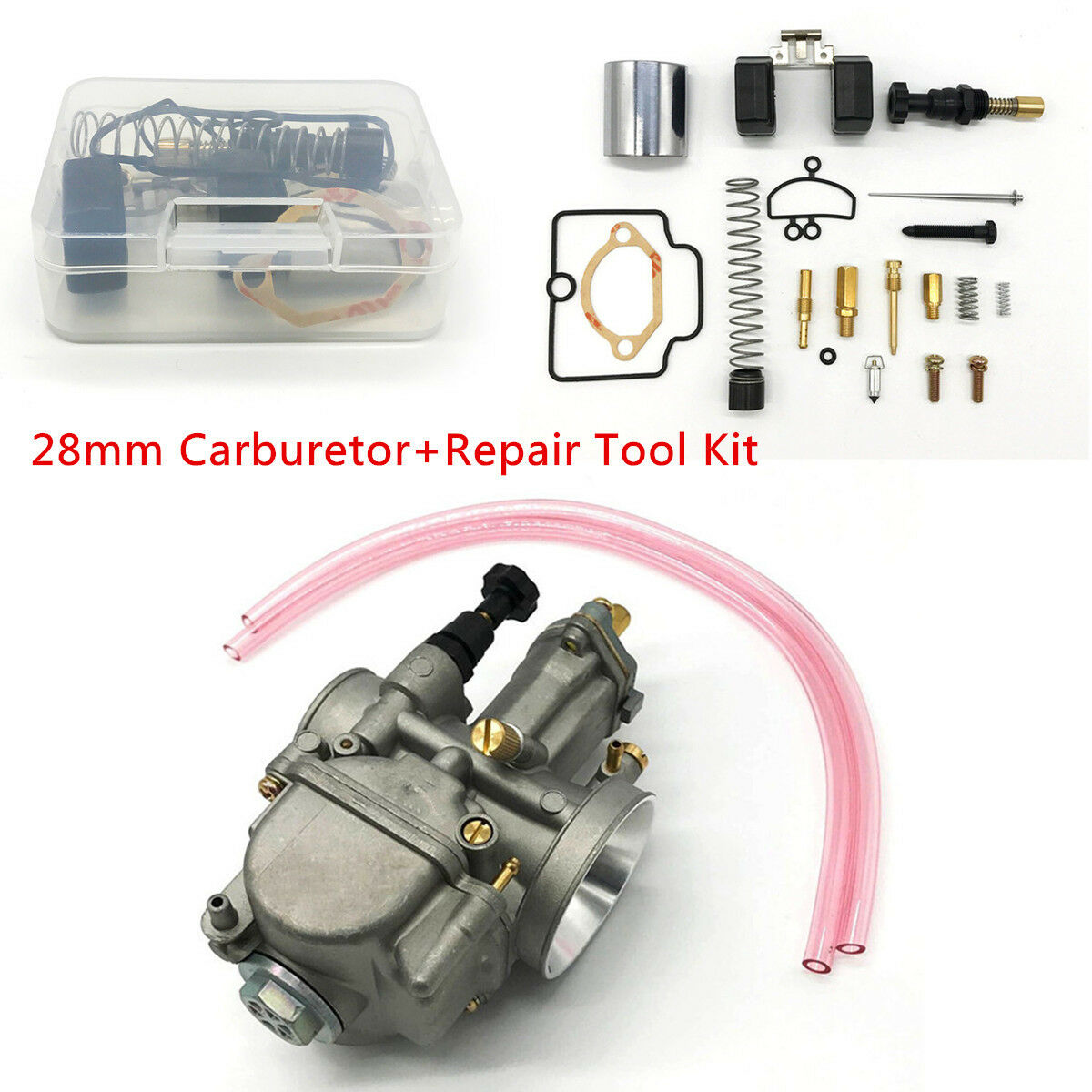 28mm Flat Slide Carburetor+Repair Kit For Scooter ATV 80cc 125cc 250cc 350cc