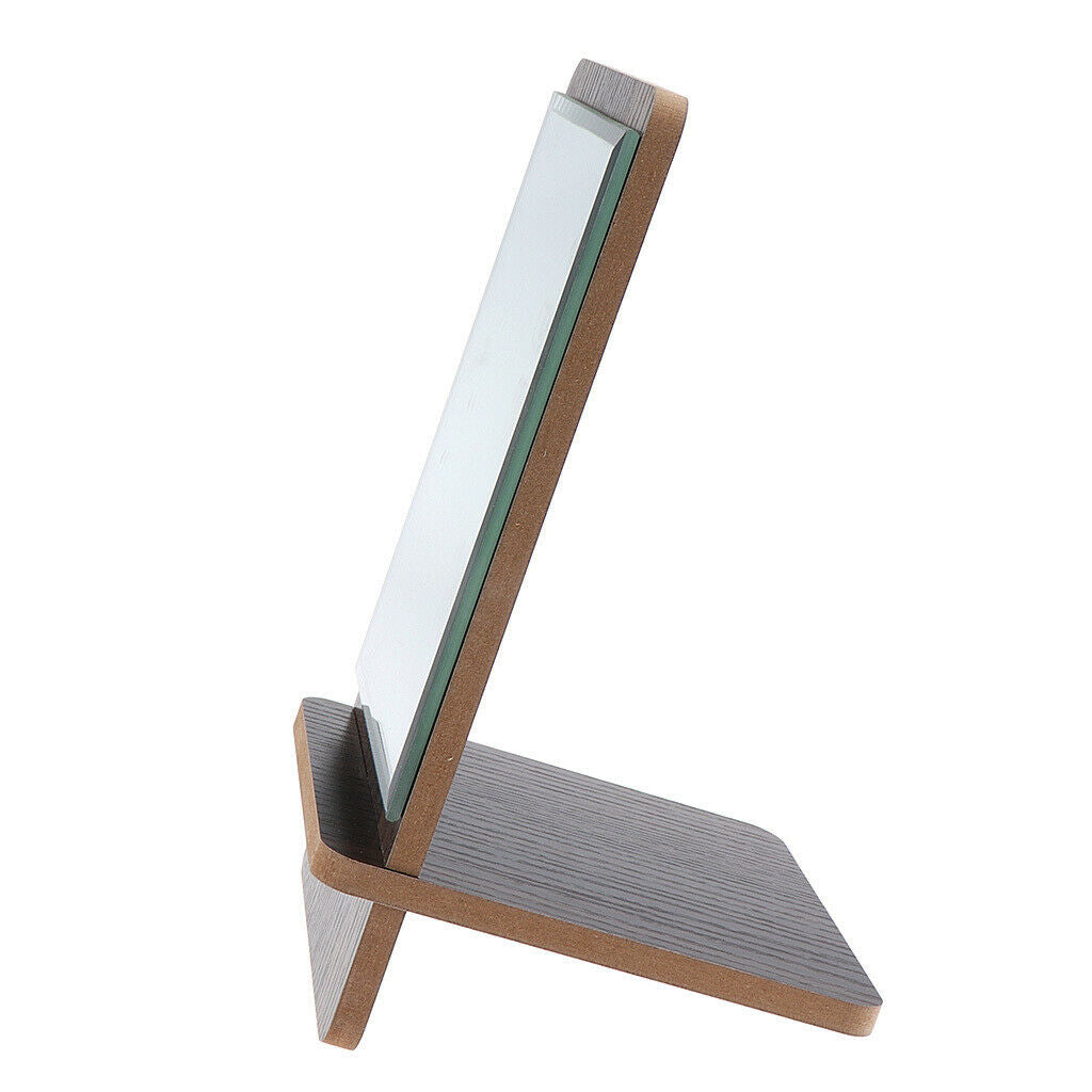 Cosmetic Countertop Makeup Mirror W/ Wood Frame For Bedroom Bathroom Travel - as