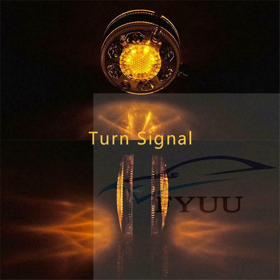 2pcs Round LED Pedestal Fender Light Truck Trailer Double Face Turn Signal Brake