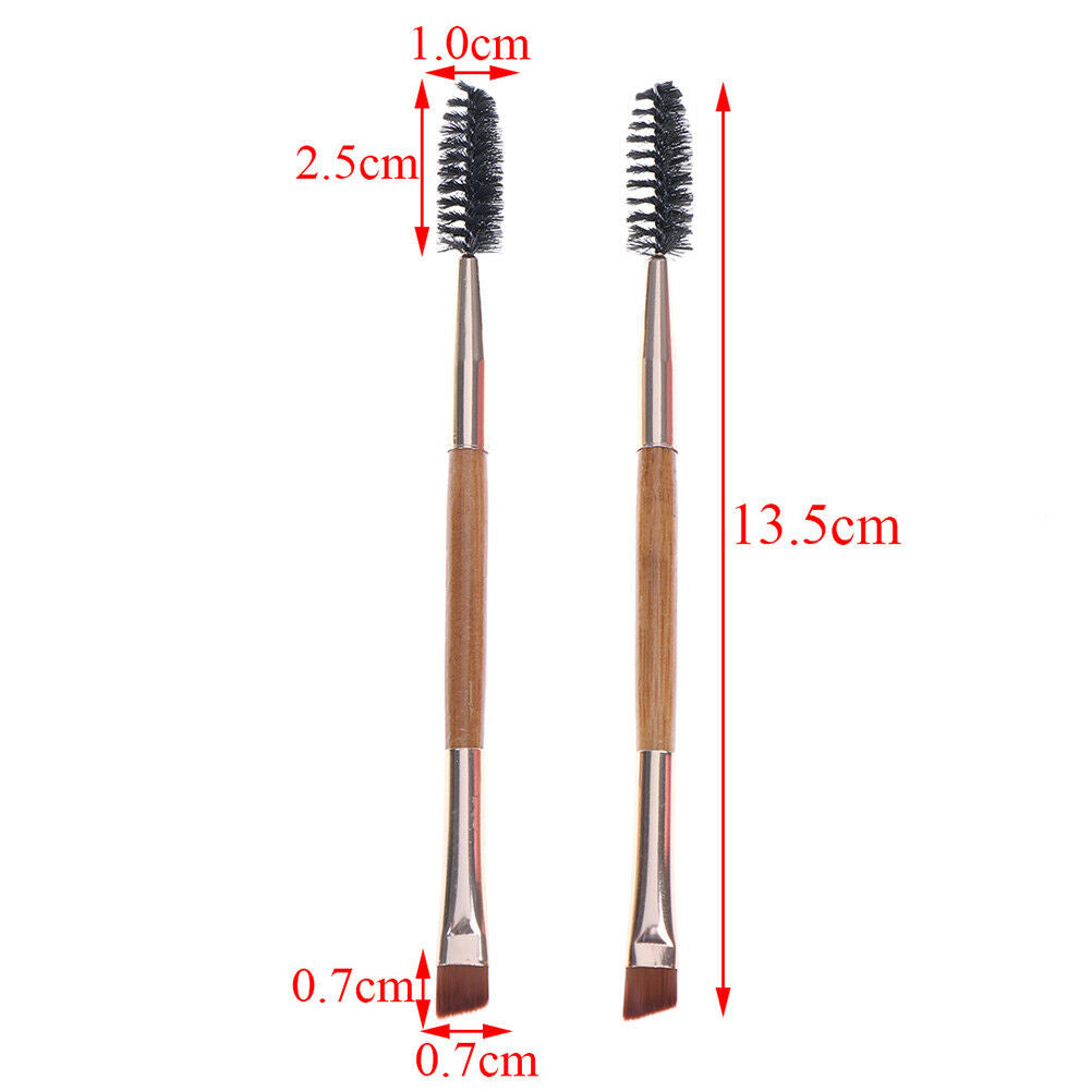 Beauty Makeup Bamboo Handle Eyebrow Brush + Eyebrow Comb Double-Ended Brus_gu Pb