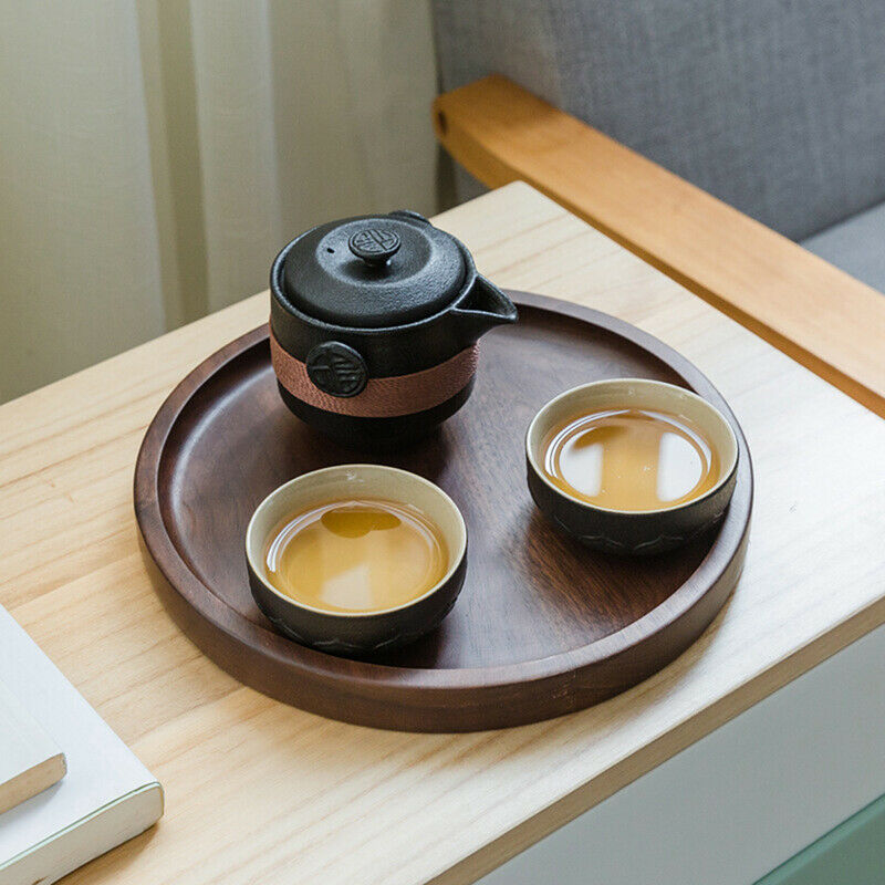 Black Ceramic Teapots With 2 Cups Portable Travel Office Tea set DrinkwaWF