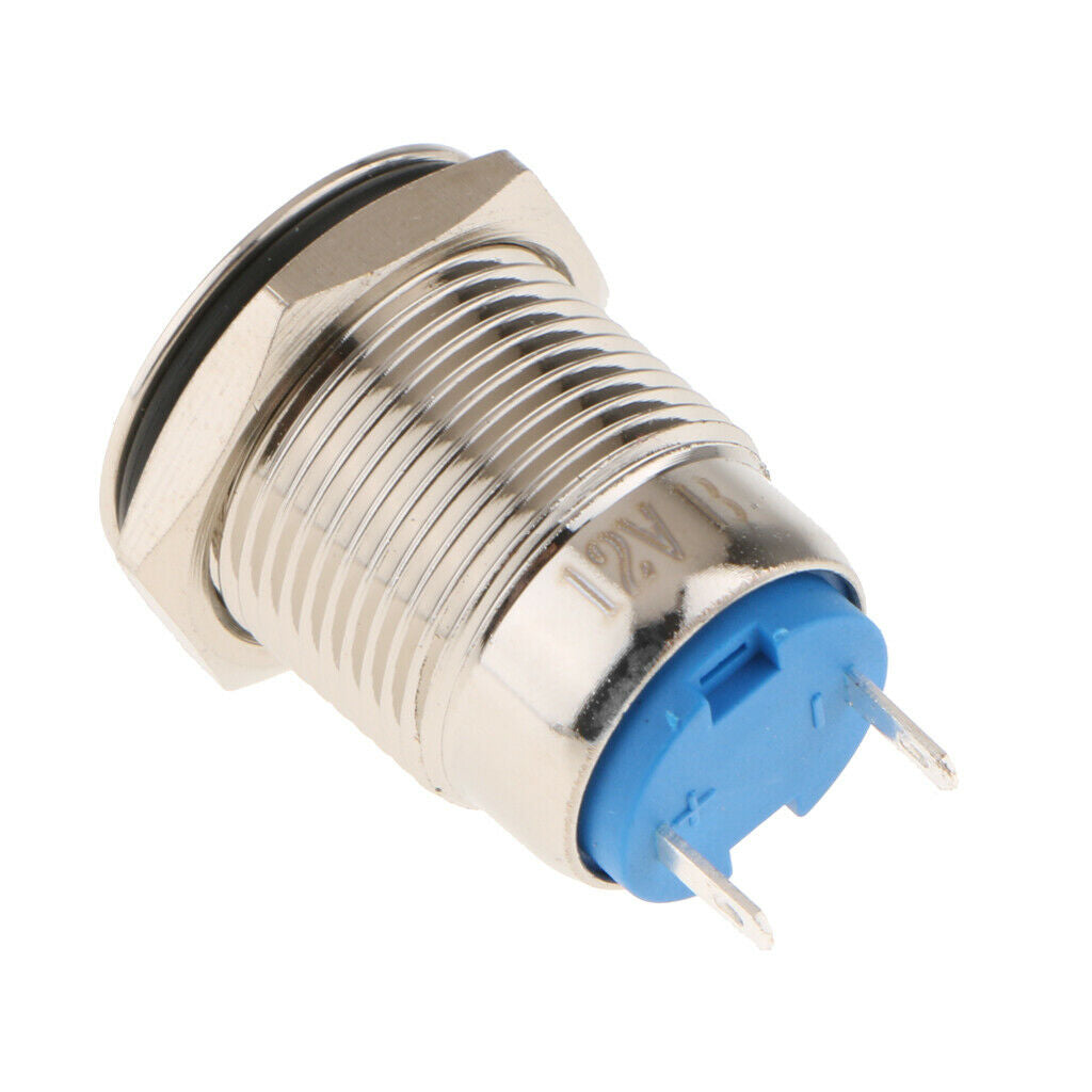 16mm 12V IP67 Waterproof LED Metal Indicator Blue Light Lamp  Type A