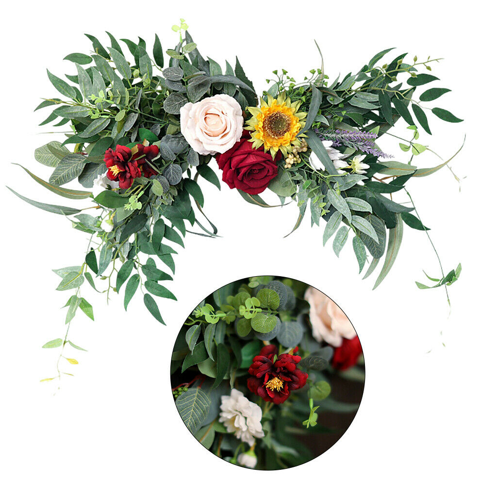 Artificial Wedding Arch Swag Flower Wreath Ornament Door Rose Decorative