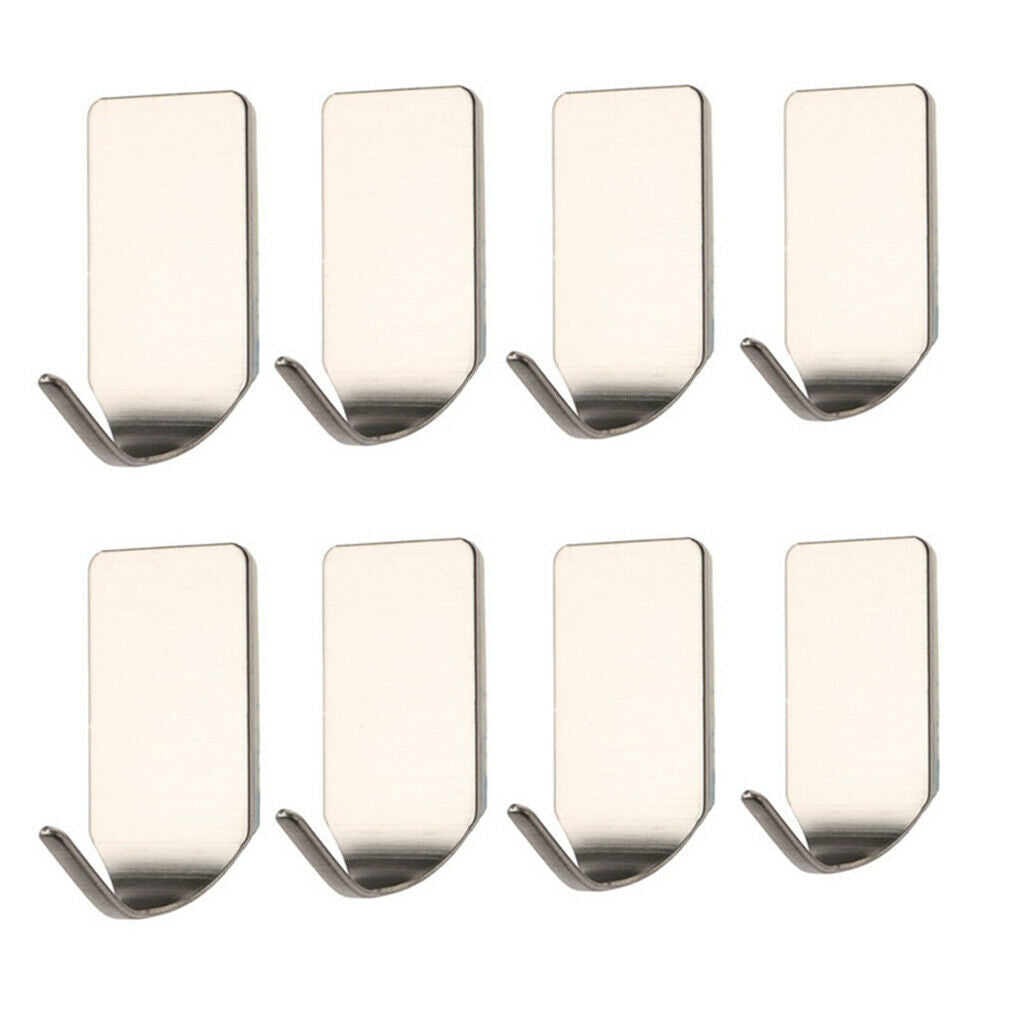 8pcs Use Self Adhesive House Wall Stainless Steel Holder Hook Durable