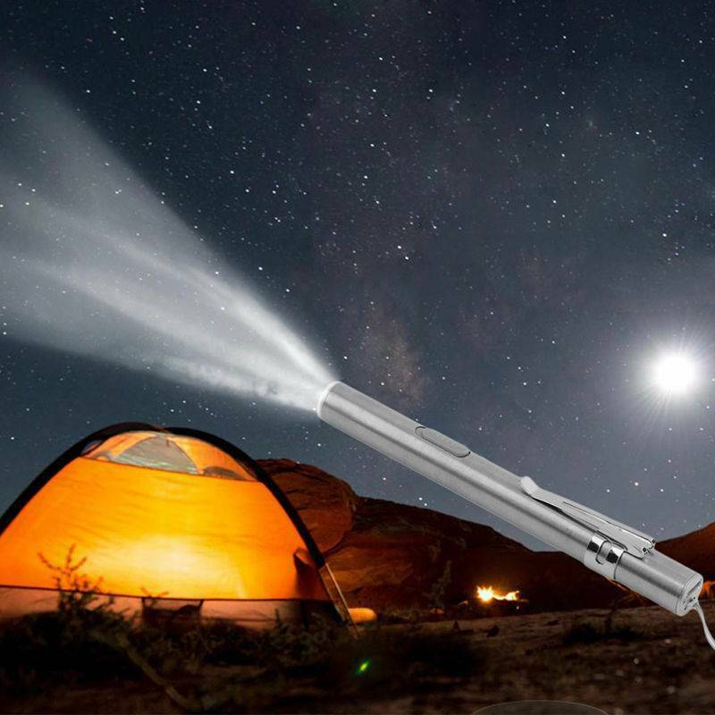 1* 50 Lumens Portable Super Bright Led USB Rechargeable Pen Pocket Torch Lamp WL