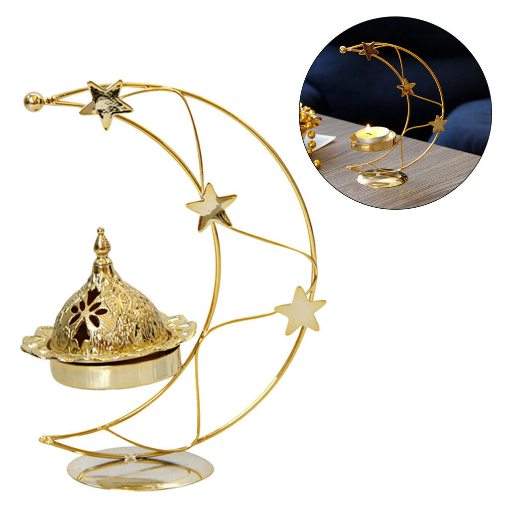 Moon Frame Cone Incense Burner Tealight Candle Holder Censer Bowl Ornament