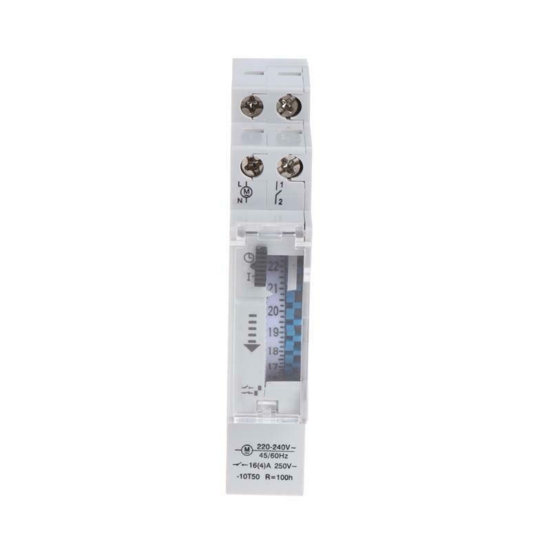 Mechanical 24 Hours Programmable Din Rail Timer Switch Relay 110-240V 16A