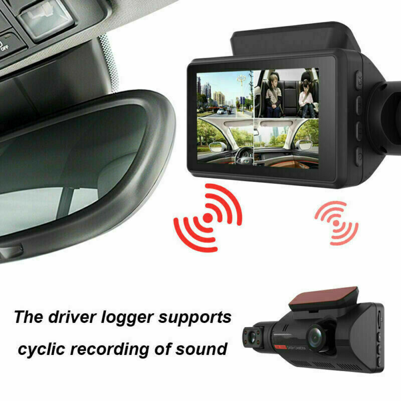 1080P Dual Lens Front & Inside Dash Cam Video Recorder Car DVR Night Vision