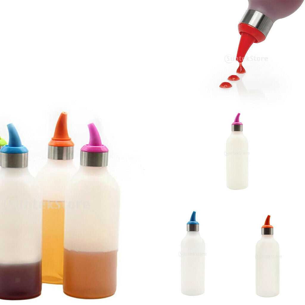 3Pieces Silicone Squeeze Bottle Condiment Container Vinegar Dispenser 450ml