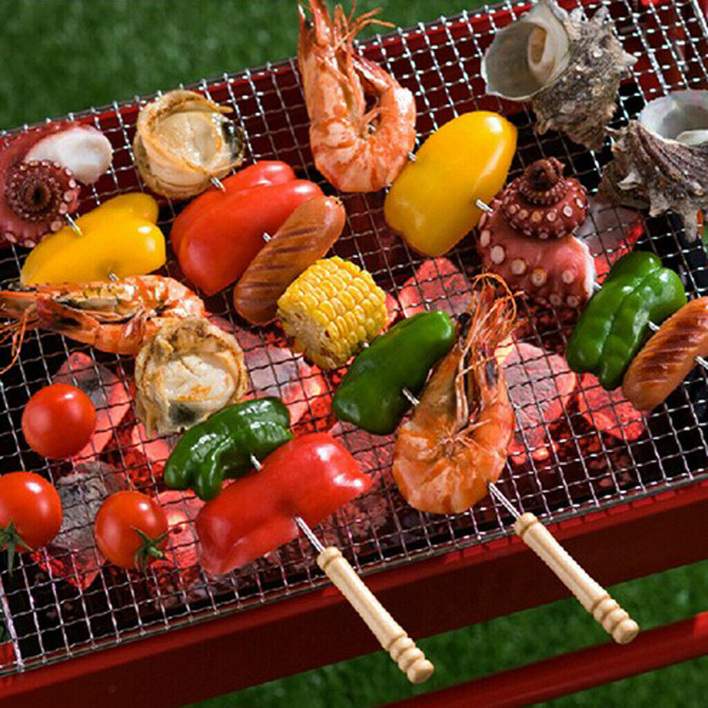 12pcs Barbecue Meat Skewers Stainless Steel Mutton Needle BBQ Skewers Tools