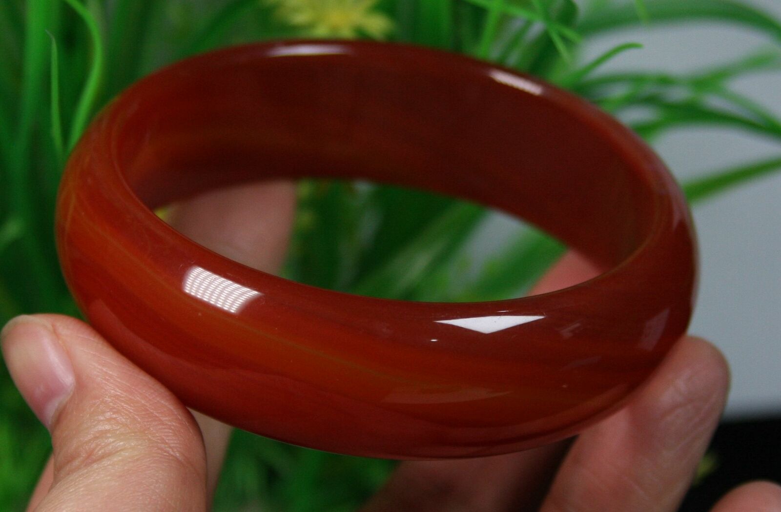 Select 56-62 mm Certified Natural Agate Chalcedony Jade Bangle red Bracelet AA++