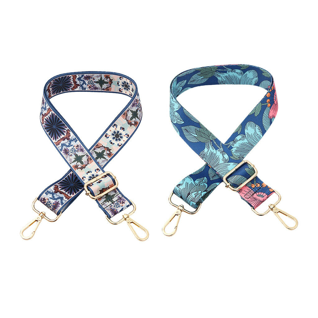 2 Pack Bag Strap with Golden Buckle Jacquard Shoulder Handbag Belt for Women
