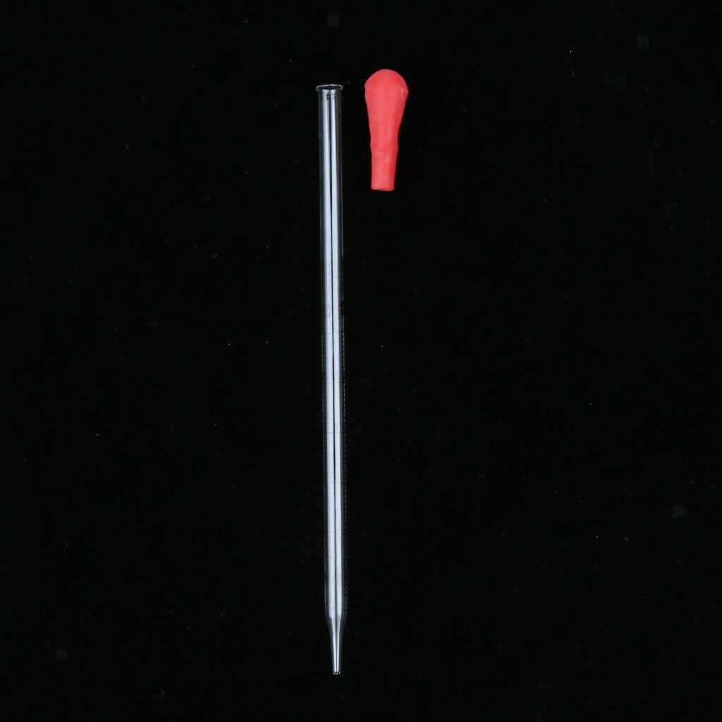2 PCS 3ml 5ml Glass Pipette with Rubber   Lab Chemistry Dropper School